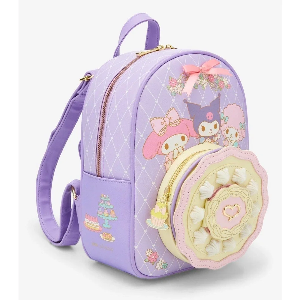 My Melody Kuromi Cake Mini Backpack & Wallet Sanrio Sweet‎ Piano Purple NWT